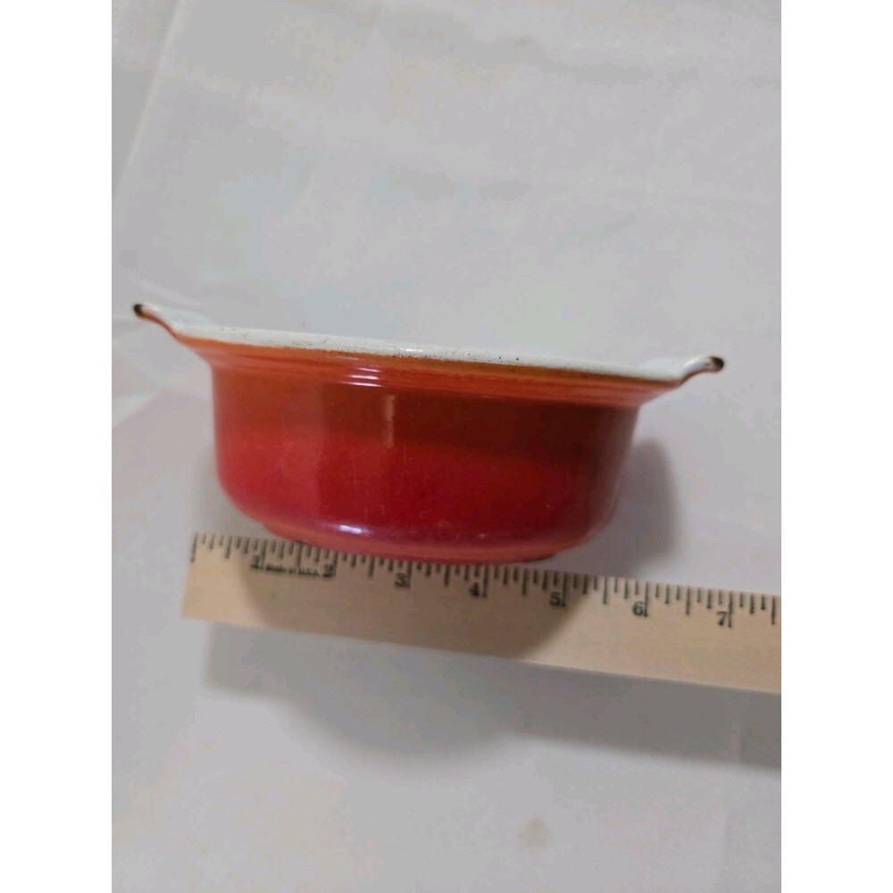 DESCOWARE Orange Individual Casserole Without Lid Cast Iron Vintage